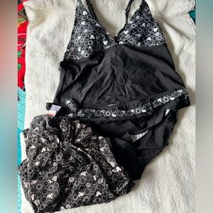 Disney Stylish Black and Gray Women's Swimwesr 3 piece set NWOT